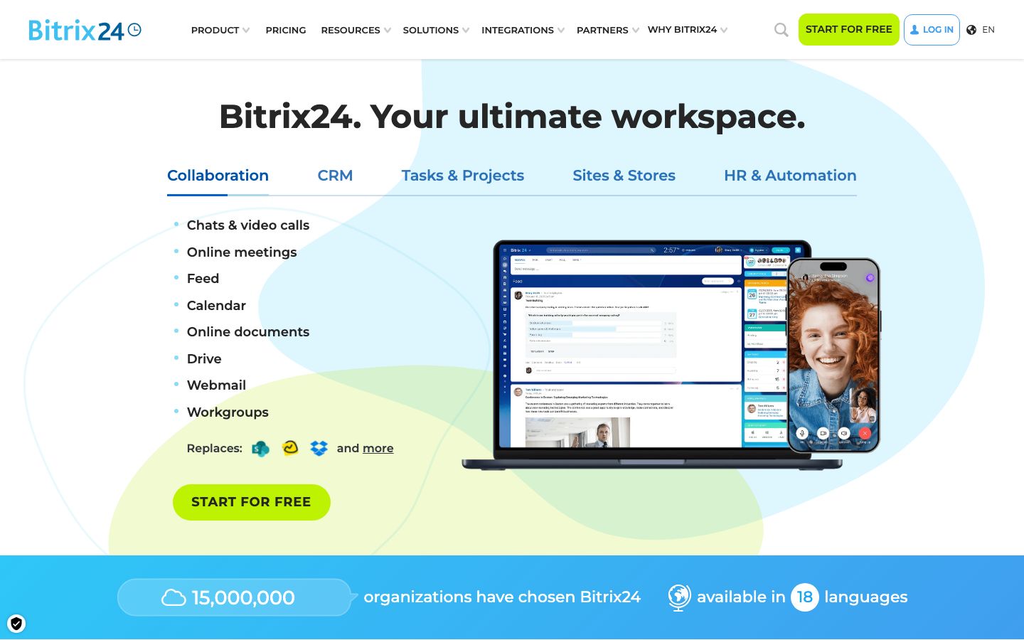 Screenshot del sito di Bitrix24