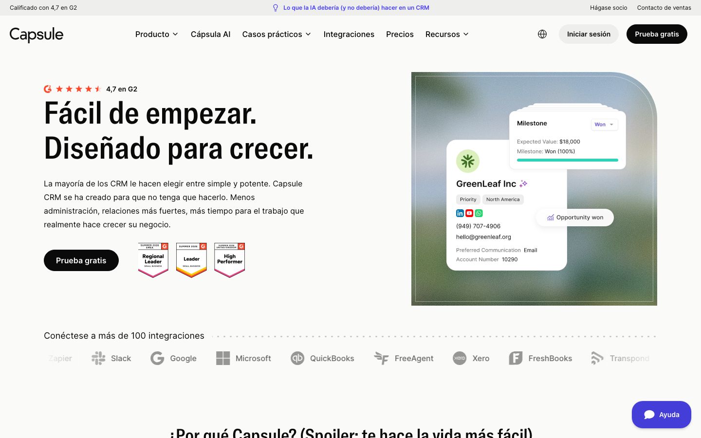 Screenshot del sito di Capsule