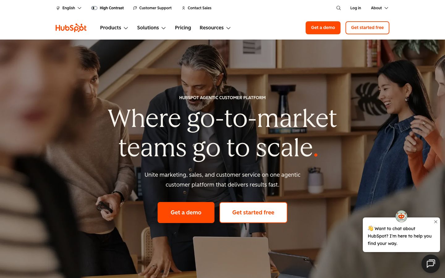 Screenshot del sito di HubSpot