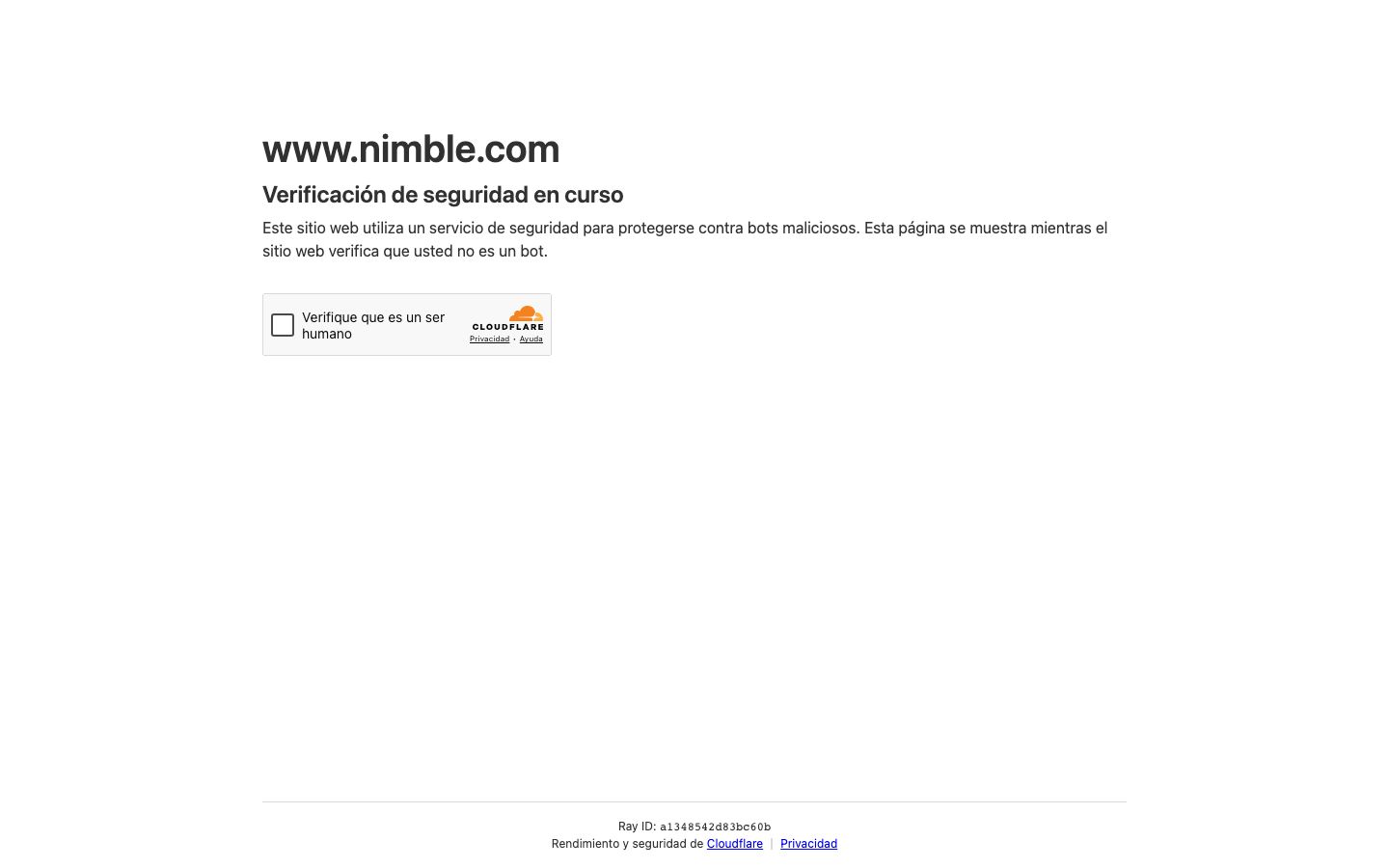 Screenshot del sito di Nimble