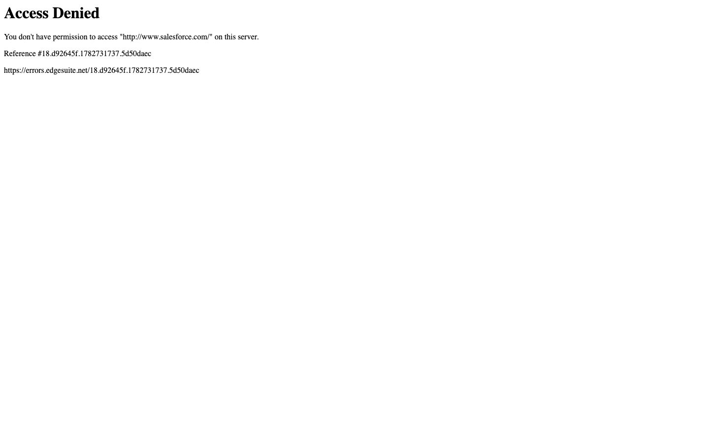 Screenshot del sito di Salesforce